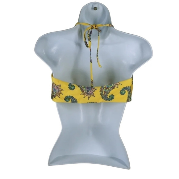 Isabella Rose Bathing Swim Bikini Top Yellow with Paisleys L - Picture 4 of 8